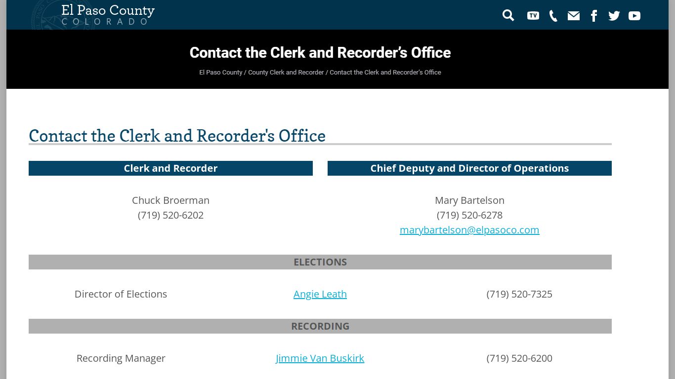 Contact the Clerk and Recorder's Office - El Paso County Clerk and Recorder